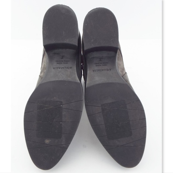 AQUATALIA Gray Suede Block Heel Booties 7 - Picture 5 of 8
